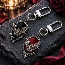 10/4/1PC Halloween Bat Keychain Gothic Vintage Metal Pendant Key Ring Spooky Bag Charm Gift - Multicolor - View 2