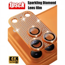Pelindung Lensa untuk iPhone 17Pro/17Pro Max, Pelindung Kamera Belakang Mengkilap, Film Bertabur Berlian, Film Pelindung Kamera Belakang Oranye Berbintang, Tahan Gores dan Anti Sidik Jari, Aksesori Dekorasi Ponsel, Hadiah Ulang Tahun Terlaris untuk Sahabat, Hadiah Liburan - Jeruk - View 2