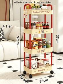 1pc Dopamine Mobile Storage Rack, Multi-Layer Snack Organizer Cart, Rolling Utility Trolley, Sturdy Space-Saving Shelves, Portable Floor-Standing, For Living Room, Bedroom, Dorm, Kitchen, Pantry, Office, Gift For Mother's Day, Graduation - Multicolor - View 13