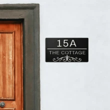 4 Sizes Available! Custom Vintage Scroll Metal House Sign,Address Plaque, Personalized Villa Door Number - Black - View 8
