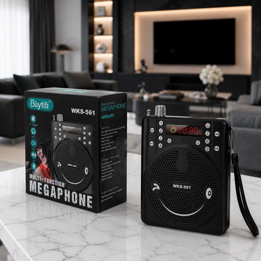 Megáfono, bluetooth portátil, con antena y radio FM - Negro - Ver 1