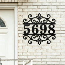 4 Sizes Available!Custom Metal House Number Sign, Ornate Scroll Wrought‑Iron Style Address Plaque, Personalized Black Cutout House Numbers, Weather‑Resistant Outdoor Wall Decor For Front Door, Porch, Gate, Housewarming Gift - Black - View 5