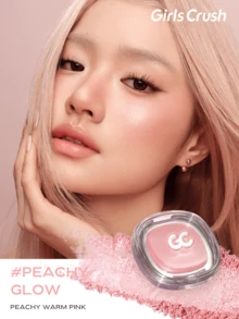 Girls Crush 2-In-1 Satin Blush & Blush Highlighter Makeup, Two Different Blush Finishes, Silky Lightweight Texture, Buildable Color, Natural Satin & Dewy Glow Effect, Suitable For Daily Face Makeup - #Peachy Glow - View 1