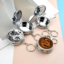 Vintage Creative Personalized Wolf Totem Metal Portable Ashtray With Lock Lid, Minimalist Style Smoking Accessory For Outdoor Travel, Gift - Silver - View 6