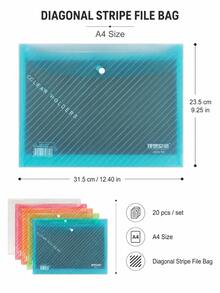 20pcs A4 Transparent Plastic Document Bags, Thickened Waterproof Snap Button File Pouches, Large Capacity Exam Paper Organizer Folders For Students, Office Supplies, School Supplies & Contract Storage - Multiple Options Available - View 6