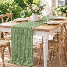 16 Pack Sage Green Cheesecloth Table Runner,Gauze Table Runner, Boho Rustic Semi Sheer Cheese Cloth Fabric Table Decor For Wedding, Party, Baby Shower, Bridal Shower, Birthday, Farmhouse Dining, Garden, Engagement And Home Decor - Sage Green - View 5