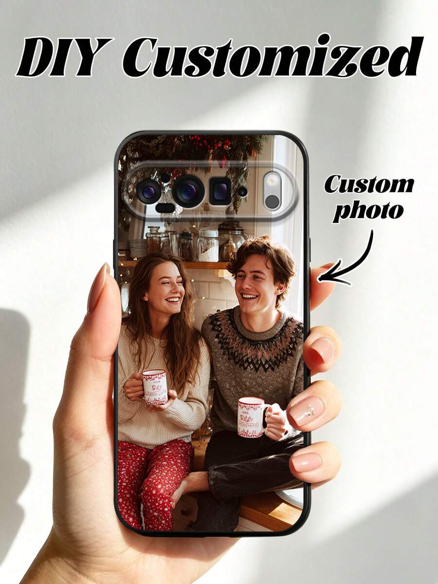 1pc Personalized Custom Phone Case With Image, Transparent Protective Phone Shell, Unique Customized Ideal Gift For Boyfriend, Girlfriend, Family, Friends, Couples, Pet Lovers, Birthday, Graduation, Wedding, Christmas, Halloween, Winter, Party, Autumn, Mother's Day, Father's Day, Phone Cover, Phone Accessories - Black - View 1