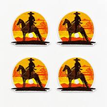 1pc/2pcs/3pcs/4pcs Western Cowboy Sunset Iron‑On Patch, Wild West Horse Silhouette Vintage Embroidered Applique - Multicolor - View 7