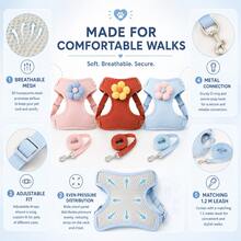 1 Set Colorful Dog Harness, Soft Padded Adjustable Pet Vest Harness With Metal D-Ring And Safety Buckle, Anti-Pull Comfortable Dog Walking Harness, Suitable For Small And Medium Dogs Daily Outdoor Use - Multicolor - View 5