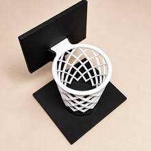 1pc Basketball Hoop Shaped Pen Holder, Fun Sports Style Mini Basketball Hoop Pen Holder & Trash Can Dual Use, 3D Printed Desktop Stationery Organizer Office Desk Decor Ornament - Multi-color - View 5
