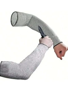 1/2PCS High Wear-Resistant Cut-Resistant HPPE Material Long Arm Breathable Level 5 Thickened Protective Arm Sleeves, Arm Guards, Anti-Scratch, Anti-Welding Slag, Cut-Resistant, Puncture-Resistant Arm Sleeves, Arm Work Protection Safety - Grey - View 1