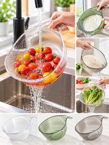 1 buah Saringan Multifungsi dengan Pegangan, Desain 2-in-1, Baskom Pencuci Beras Anti Bocor, Saringan Dapur untuk Penggunaan Rumah Tangga, Dapat Digunakan Sebagai Keranjang Pencuci Sayuran, Keranjang Pencuci Buah, Keranjang Pencuci Beras, Filter, Cocok untuk Wastafel Dapur, Juga Cocok untuk Mencuci Beras, Menyiapkan Salad dan Meniriskan Mie, Perlengkapan Perjalanan, Aksesoris Kamar Mandi, Perlengkapan Dapur, Barang Rumah Tangga, Kebutuhan Rumah Tangga, Dekorasi Taman Luar Ruangan, Kembali ke Sekolah, Rumah & Dapur - MultiWarna - View 6