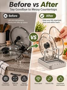 Rust-Proof Spoon Rest With Lid Storage, Heat-Resistant Pot Lid Holder, Multi-Function Utensil Rack, Suitable For Stove And Kitchen Countertop During Cooking - Multicolor - View 4