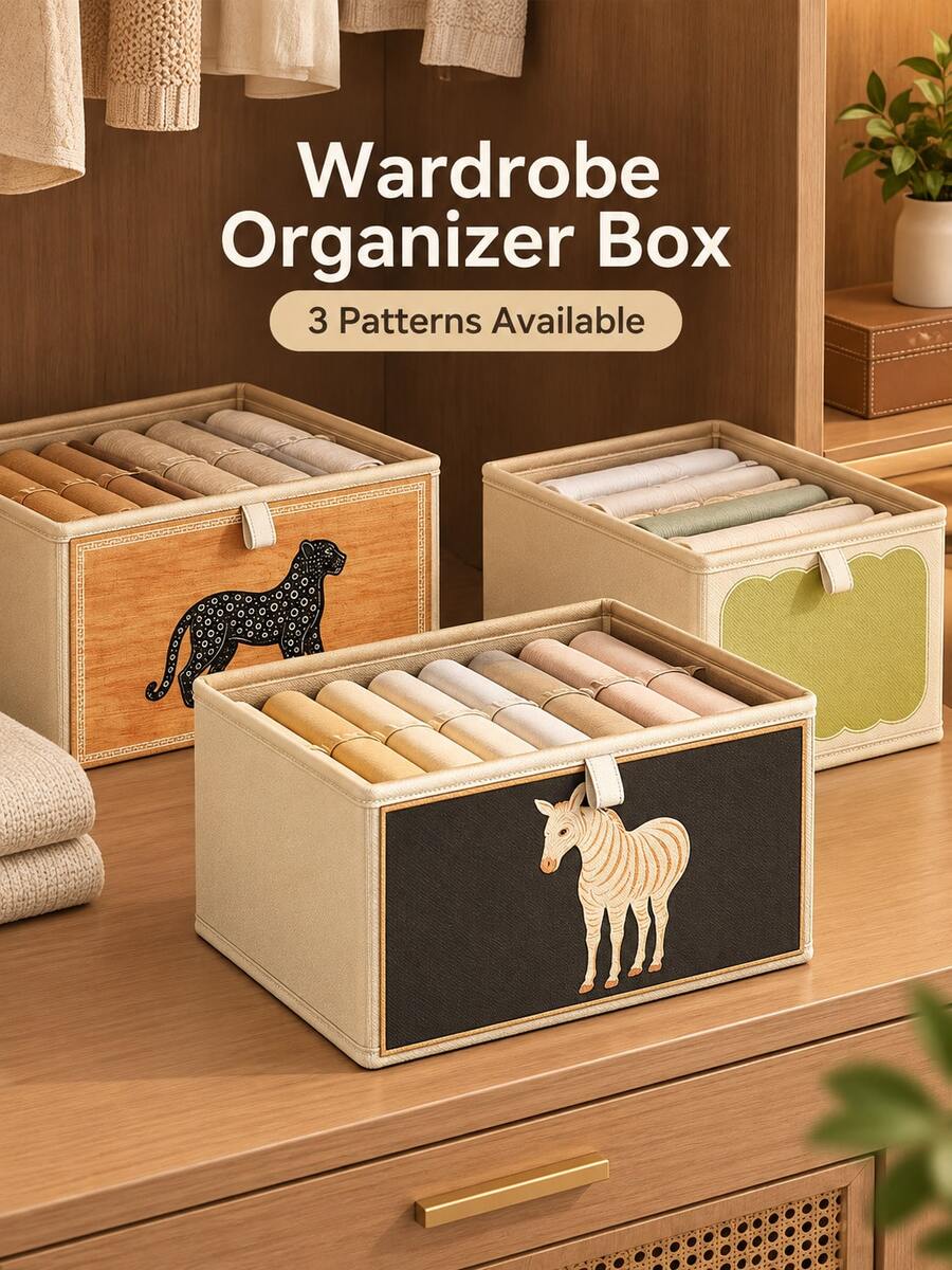 Underwear Storage Box With Dividers - Drawer Organizer, Suitable For Wardrobe And Bedroom, Housewarming Gift Multi-Functional Wardrobe Divider Box, 12-Grid Design With Dust Cover, Bedroom Storage And Organization, Wardrobe Accessories, Home Storage - Multicolor - View 1