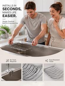 2/1pc Stainless Steel Kitchen Sink Edge Hanging Drain Rack, Multi-Functional Storage Basket, Cookware And Knife Holder, No Drilling Required, Space-Saving Kitchen Countertop Organizer - Multicolor - View 2