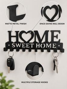 1pc Heart Shaped Key Hook Wall Mount Entryway Storage Rack Adhesive Installation Home Decor Storage Solution Suitable For Hallway Living Room Bedroom Kitchen Foyer Entrance Apartment Office Decoration - Multicolor - View 4