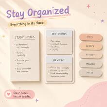 3-Pack Soft Color Sticky Notes Set, Writable Self-Adhesive Memo Pads, Divided Index Tabs, Student Study Notes, Office Memo Classification Stickers - one-size - View 2
