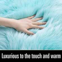 1pc Light Blue Cloud Faux Rabbit Fur Rug, Soft Comfortable Fluffy Material, Irregular Size, Cutting Error 1-5cm, Decorative Rug, Living Room Rug, Bedroom Rug, Entryway Rug, Kitchen Rug, Bathroom Rug, Gaming Room Rug, Study Rug, Walk-In Closet Rug, Thickened Rug, Autumn/Winter Rug, Fur Rug, Thick Rug - Multicolor - View 6