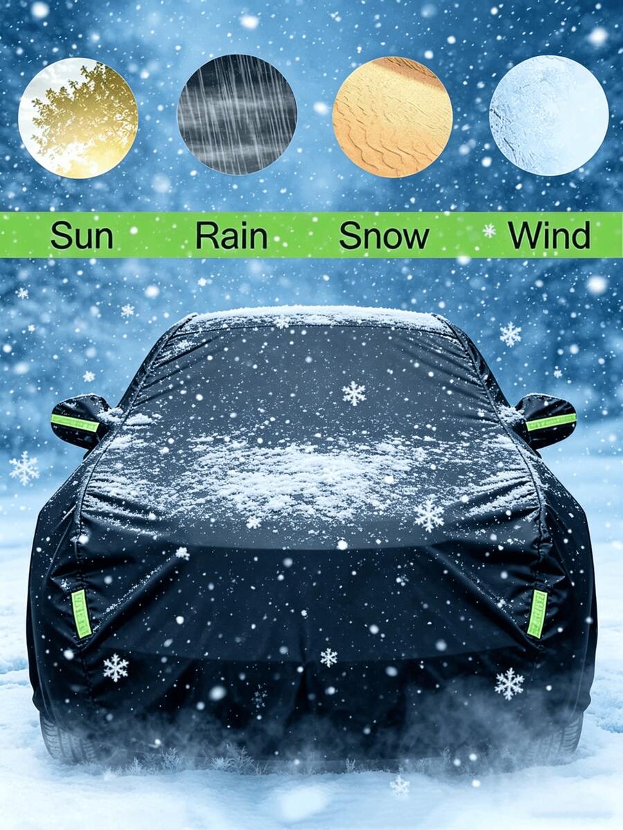 2027 Winter New Universal Car Cover - Sun Protection, UV Protection, Rainproof, Dustproof And Heat Resistant PEVA Material, 8 Sizes Available, All-Season Vehicle Protection, Rainy Season Special, Dustproof, Black Appearance, Car Accessories, Car Cover | Fashionable Car Cover - Black Car Cover - View 1