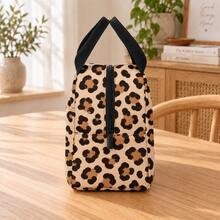 Large-Capacity Handbag, Storage Bag, Cute Leopard Print Coffee Brown Print-Handbag, Suitable For School, Offices, Outdoor Picnics, Various Uses - Leopard Print - View 8