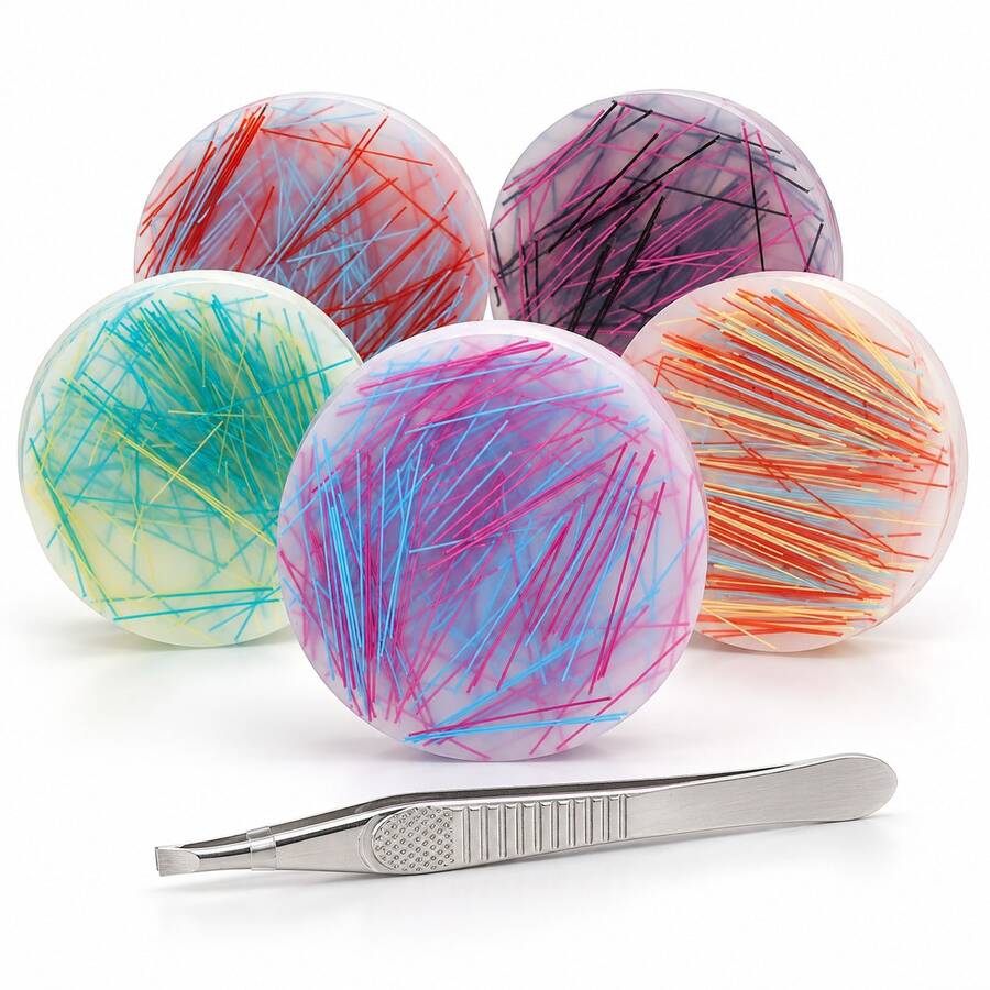 1Pc Round Tactile Relaxation Stone, Adult Desktop Focus Accessory With Tweezers, Smooth Handheld Stress Relief Tool For Office And Home - Multicolor - View 1