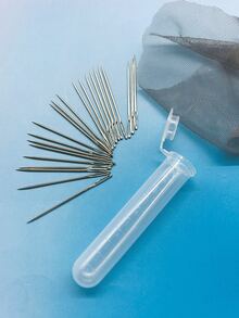 [20pcs/Pack]Large Eye Ribbon Embroidery Needles With 10ml Transparent Storage Tube With Lid, Suitable For Ribbon Embroidery, Yarn Embroidery And Various Embroidery Methods, Handmade DIY Embroidery Tools - Ribbon Embroidery Needle + Storage Bottle - View 1