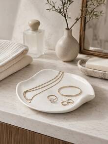 1pc Asymmetrical Spotted Jewelry Tray, Wavy Jewelry Dish And Ring Holder, Decorative Storage Organizer Box, Suitable For Rings, Earrings, Necklaces, Bracelets And Small Accessories, Aesthetic Vanity Bedside Table Countertop Bedroom Decor, Gift For Women And Girls - Multicolor - View 5