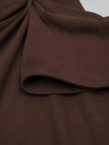 Smilprince Solid Color High Slit Open Shoulder Maxi Formal Dress, Bridesmaid Dress Wedding Spring Brown Fall - Brown - View 11