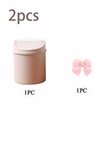 Mini Desktop Trash Can With Lid And Decorative Bow, Plastic Rotating Lid, Non-Electric Cylindrical Design, Suitable For Home, Office, Kitchen, Bedroom Vanity And Daily Use - Multi-color - View 15