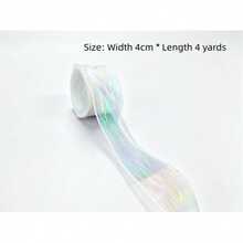 1pc Laser Gradient Holographic Fish Tail Tulle Ruched Hair Bow, Jellyfish Light Toy Cake Packaging Ribbon, DIY Lace Decor Accessory - A - View 9