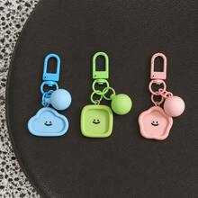 1/6pcs Cute Smiling Face Keychain, Colorful Geometric Shape Bag Charm With Beads And Chain Clasp, Suitable For Girls' Backpack Pendant Decoration Gift - Cloud Heart - View 15