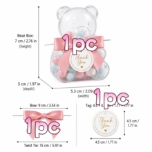 1/6/12pcs Clear Teddy Bear Candy Boxes With Ribbon And Thank You Cards, Suitable For Baby Shower, Gender Reveal, Baptism, Birthday Party Favors - Multicolor - View 11
