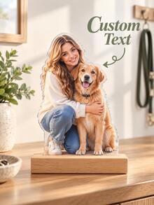Personalized Photo Plaque With Custom Picture & Text, Custom Acrylic Photo Display Stand, Pet Portrait Keepsake Decor, Personalized Couple Gift, Memorial Photo Decoration, Custom Home Desk Decor, Unique Birthday Gift, Holiday Gift - Multicolor - View 1