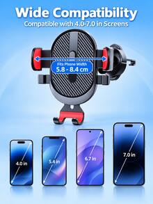 1pc Car Phone Holder, [Upgraded Auto Lock] Universal Phone Mount, With Hook Clip, Suitable For Car Air Vent, Compatible With Phones - Multicolor - View 5