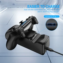 P4/Slim/Pro Dual Charging Station, 1.8H Fast Charge For 2, Red/Blue LED Light, Power Via P4/PC/Laptop/Adapter, 1:1 Sync & Charge, ABS Black - View 3