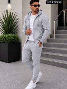 Pans urbano para hombre estilo streetwear jogger casual moderno cómodo de algodón pantalón deportivo oversize para outfit juvenil urbana ropa casual pants street fashion juvenil - Gris Claro - Ver 1