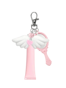 15ml Fashionable Slanted Lip Gloss Tube With Cute Pink Handheld Mirror Keychain, Angel Wing Shaped Lip Gloss Cap, Multi-Functional Fashion Bag Charm, Refillable Cosmetic Container, Squeeze Dispenser Bottle, Lip Gloss Keychain - Multicolor - View 12