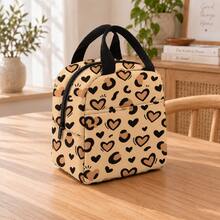 Large-Capacity Handbag, Storage Bag, Cute Leopard Print Coffee Brown Print-Handbag, Suitable For School, Offices, Outdoor Picnics, Various Uses - Leopard Print - View 13