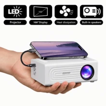 Smart Mini Portable Projector, Native 720P, Wired Home Theater Projector, 180° Adjustable Angle, Compatible With USB, Smartphone, TV Box, Laptop - High-Resolution Video Projector For Movies And Presentations - White - View 1
