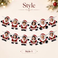 Custom Santa Banner, Personalized Christmas Party Hanging Decor, Cute Fireplace Tree Ornament Garland, Customized Photo Holiday Decoration, Customizable Picture Living Room Decor Keepsake, 2026 Xmas Gift For Family Friends, Christmas Ornament - Style a - View 3