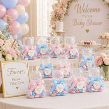 1/6/12pcs Clear Teddy Bear Candy Boxes With Ribbon And Thank You Cards, Suitable For Baby Shower, Gender Reveal, Baptism, Birthday Party Favors - Multicolor - View 2