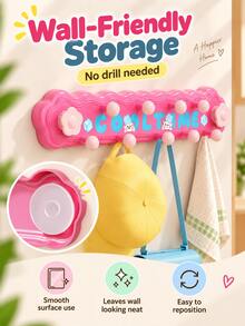 Wall-Mounted Wavy Coat Rack, No-Drill Suction Cup Design, For Walls. This Multi-Functional Rack Is Suitable For Dorms, Entryways And Children's Rooms, Can Be Used To Hang Bags, Hats, Keys And Towels. - Multicolor - View 4