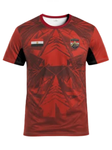 Men Egypt Pyramid Flag Print Soccer Jersey, Moisture‑Wicking Quick‑Dry Breathable Short‑Sleeve Football Shirt For Training Match Daily Wear, Gift - Red - View 4