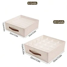 Fabric Underwear Drawer Organizer, Foldable Socks Bra Underpants Storage Box With Handle, Divided Lingerie Storage Container For Closet Bedroom - Multicolor - View 8