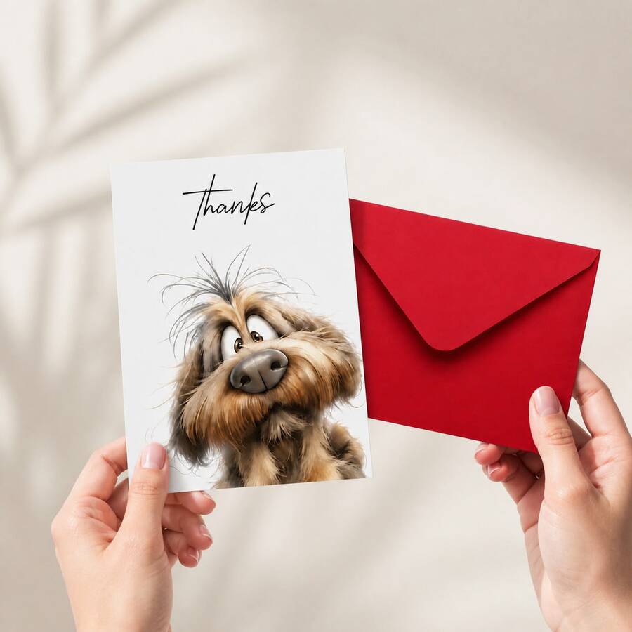 10 Sets Watercolor Fantasy Tired Dog Thank You Cards (10 Cards + 10 Envelopes) With Envelopes, Perfect Whimsical Thank You Cards Bulk For All Occasions, Wedding, Birthday Party, Mother's Day - A - View 1