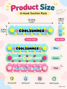 Wall-Mounted Wavy Coat Rack, Suction Cup Design No Drilling Required, Does Not Damage Walls. This Multi-Functional Hanging Rack Is Suitable For Dorms, Entryways And Children's Rooms, Can Be Used To Hang Bags, Hats, Keys And Towels. - Multicolor - View 8