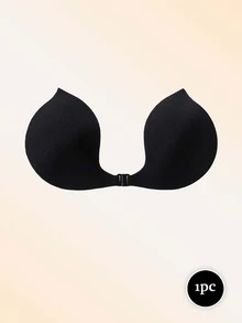 1pc U-Shaped Invisible Self-Adhesive Camisole, Khaki & Black, Hidden Front Closure Design, Soft & Comfortable, Cold Shoulder Cut, Fox Tail Style, Dress, Strapless Tank Top, Daily Date Fashion Item - Multi-color - View 11
