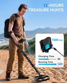 SUNPOW Rechargeable Metal Detector For Adults, IP68 Waterproof 11" Double D Coil, Professional High Accuracy Gold Detector With Large Backlit LED Display For Beach, Field, Garden - Rechargeable LCD Lithium Battery Metal Detector - View 4