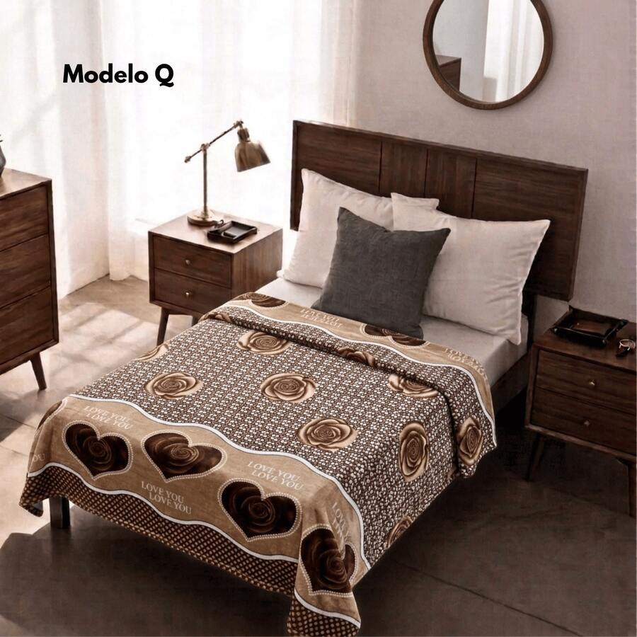 Cobija Frasada Matrimonial Calida, Multifuncional y Super Suavecita, Poliester Ideal para Dormir o Relajarse en el Hogar para todo el año, Diferentes Modelos - Modelo Q - Ver 1
