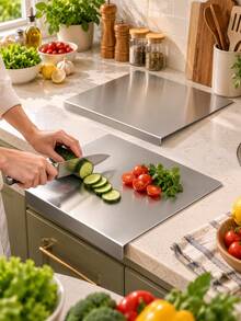 2/1pc Large Stainless Steel Cutting Board, Kitchen Use, Commercial, Non-Slip Double-Sided - Multicolor - View 13